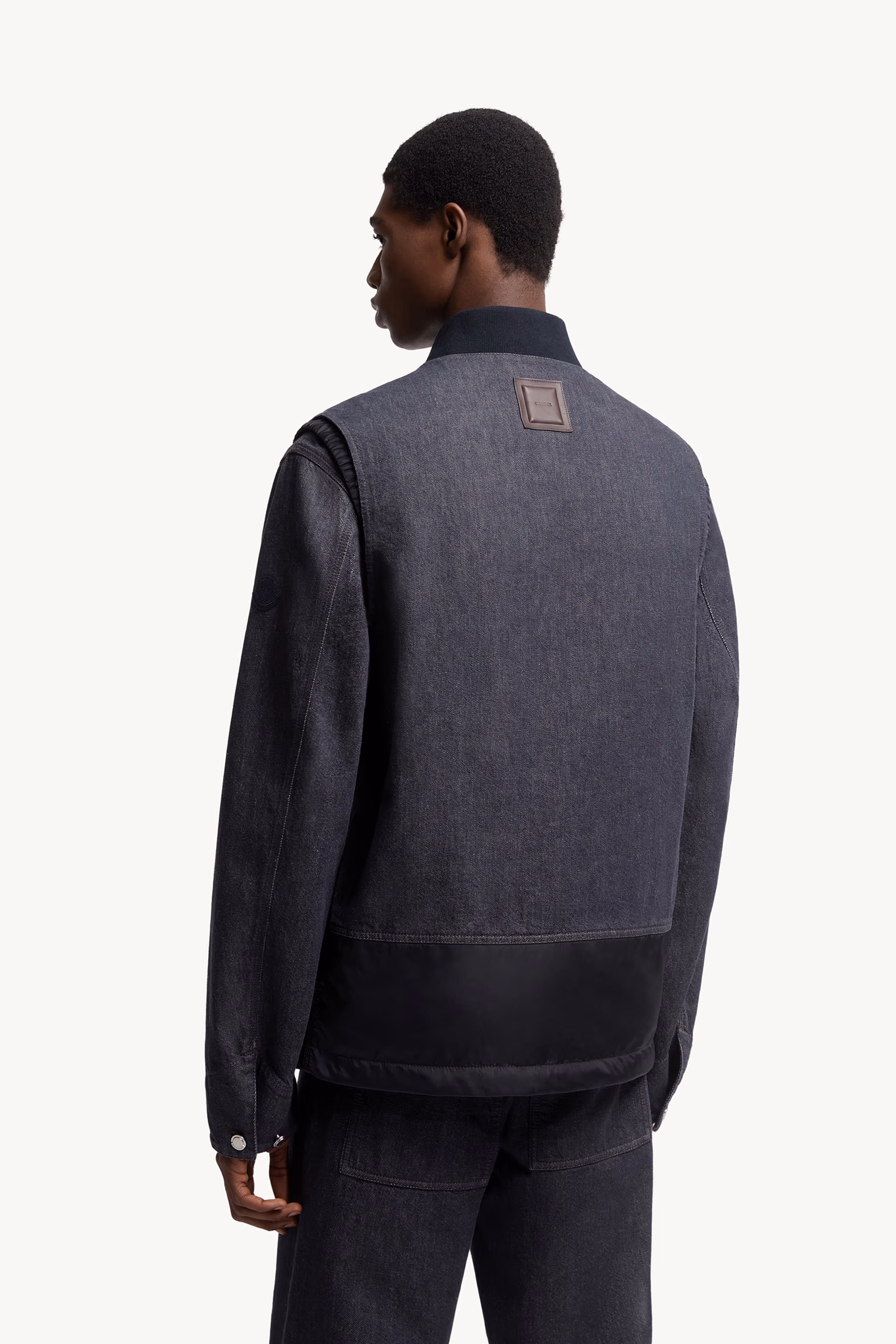 Chaleco plumífero de tejido vaquero Ranche Hombre Azul Denim Moncler 5